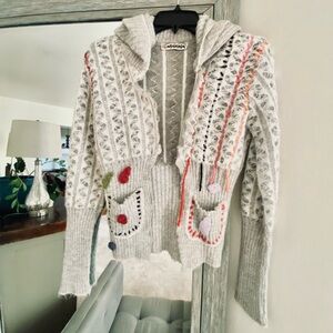 Miskina, hand woven mohair detailed cardigan sweater, unique, beautiful & cozy!!